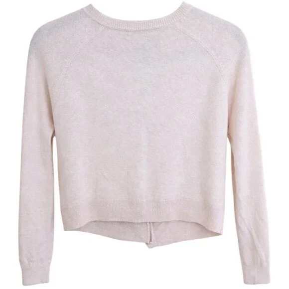 Aqua 100% Cashmere Crewneck Cardigan Cotton Candy Light Pink XS New With Tags - Picture 4 of 15